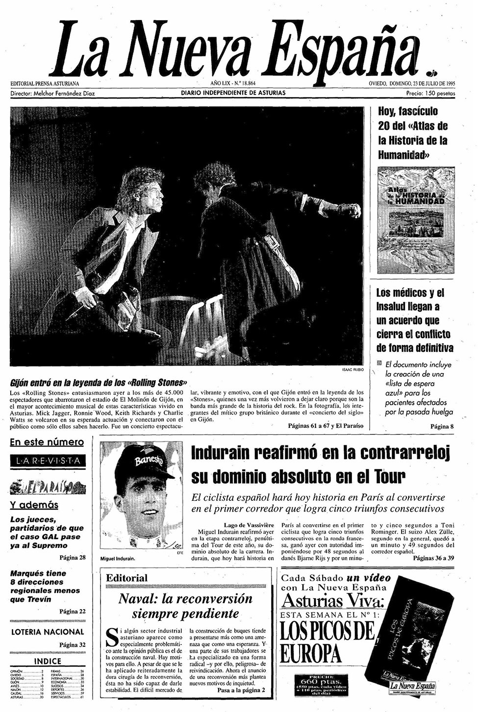 Portada del Domingo, 23 de Julio de 1995