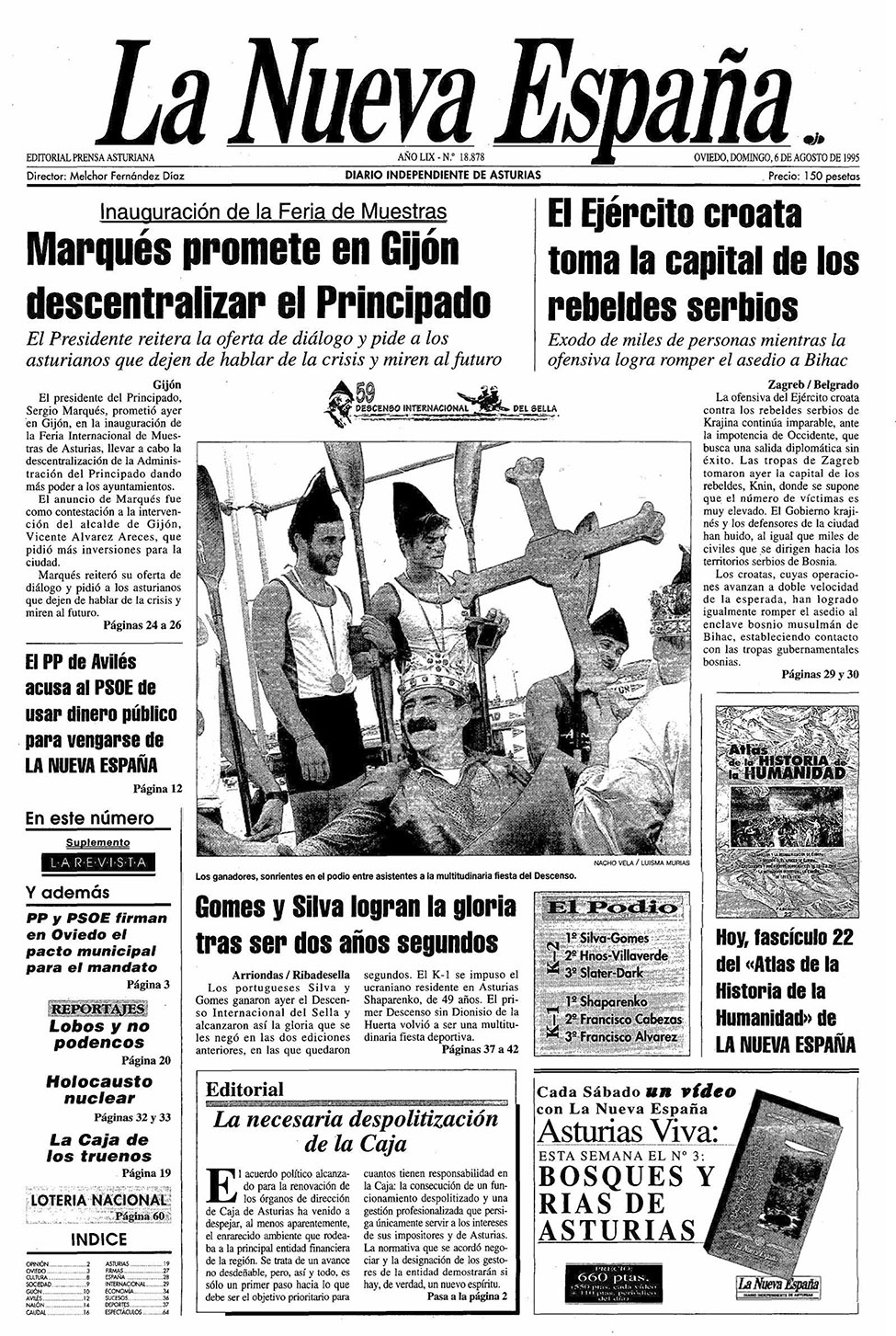 Portada del Domingo, 6 de Agosto de 1995