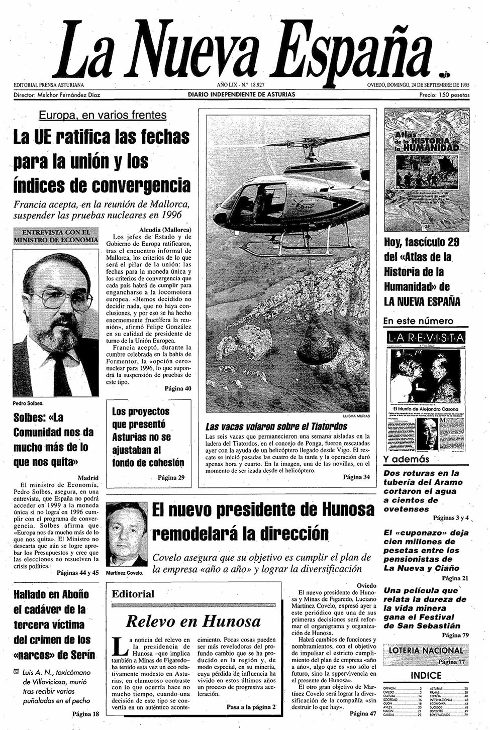Portada del Domingo, 24 de Septiembre de 1995