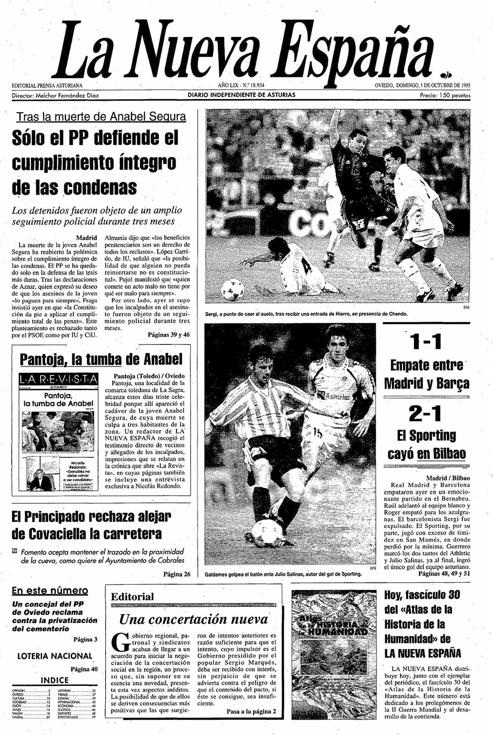 Portada del Domingo, 1 de Octubre de 1995