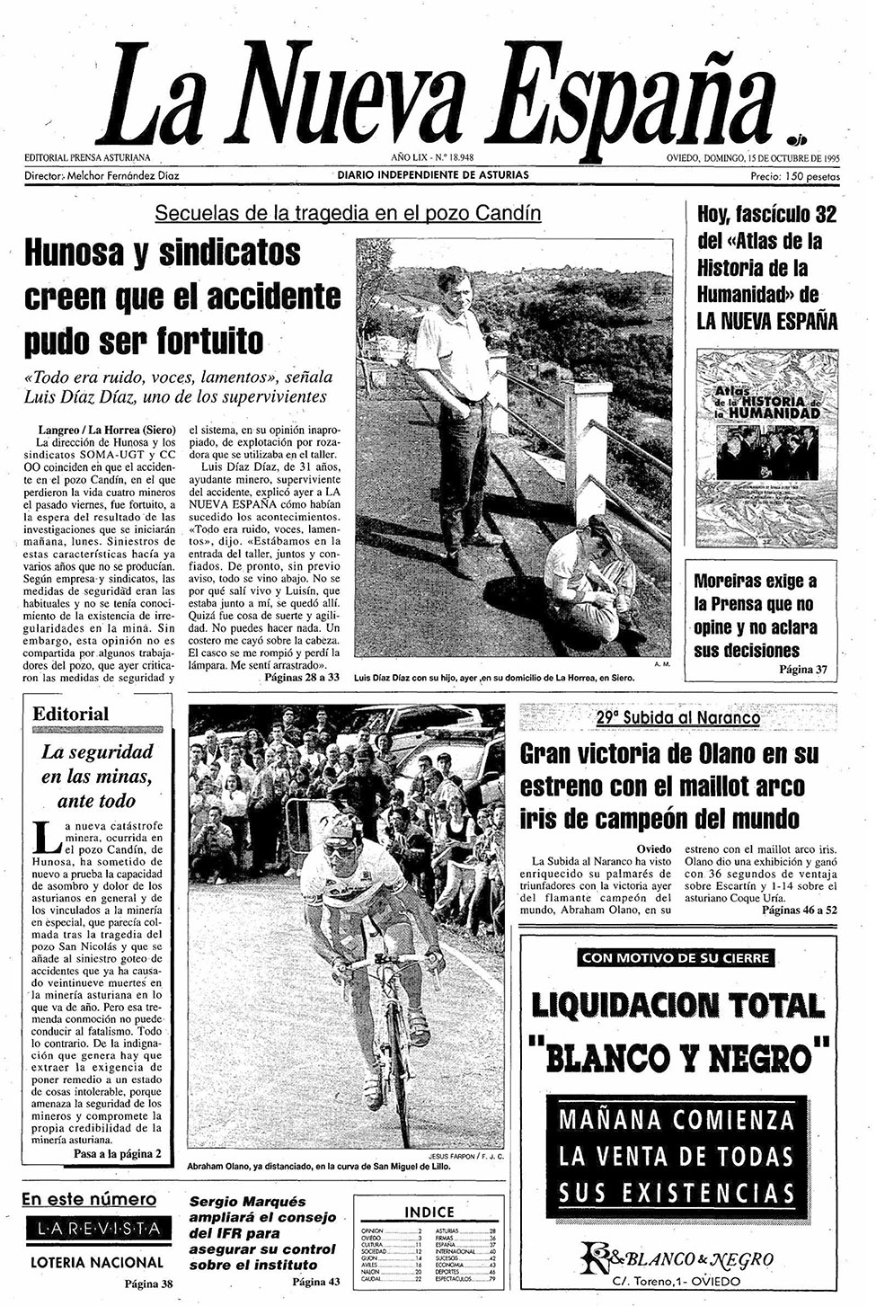 Portada del Domingo, 15 de Octubre de 1995