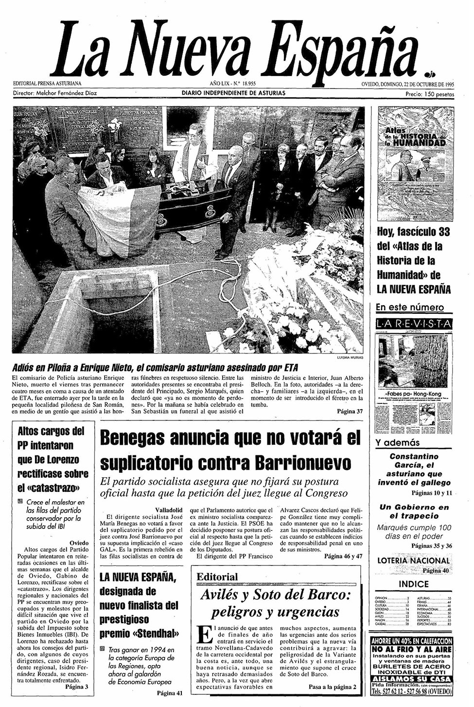 Portada del Domingo, 22 de Octubre de 1995