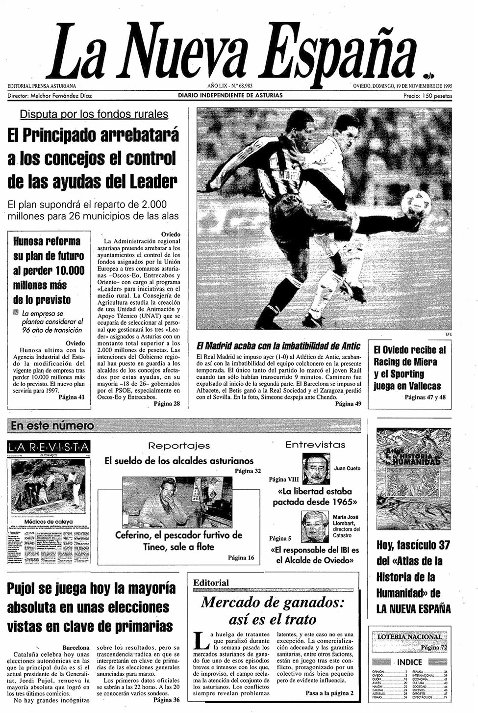 Portada del Domingo, 19 de Noviembre de 1995