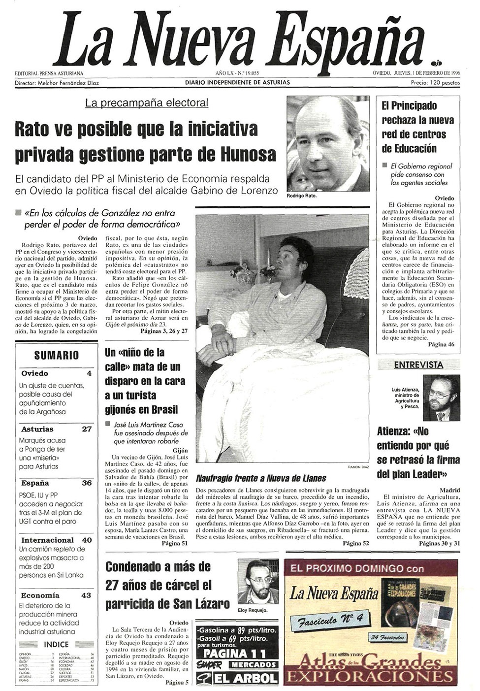 Portada del Jueves, 1 de Febrero de 1996