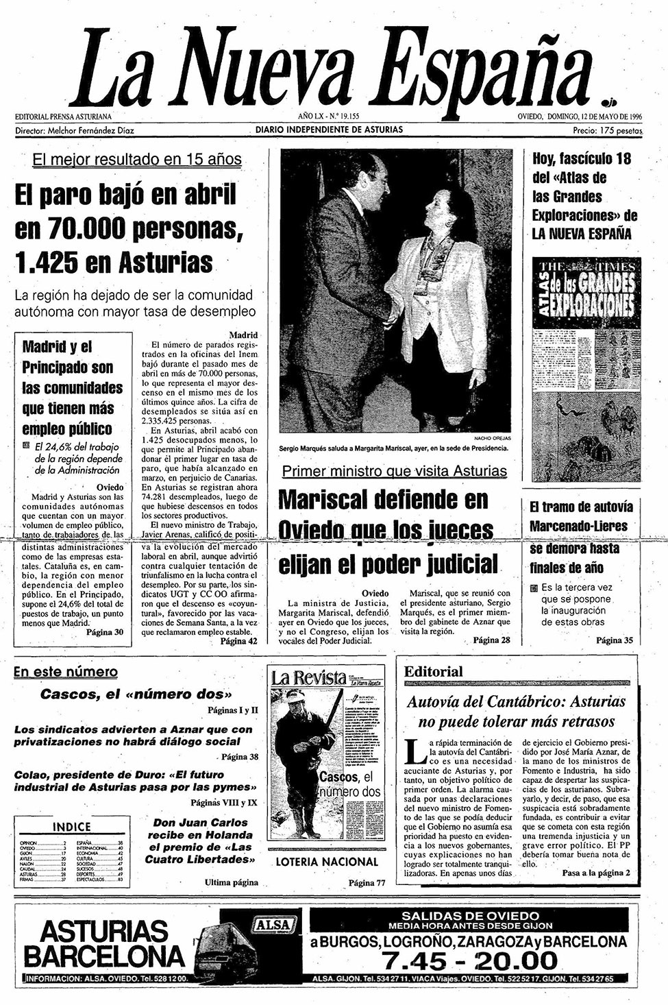 Portada del Domingo, 12 de Mayo de 1996