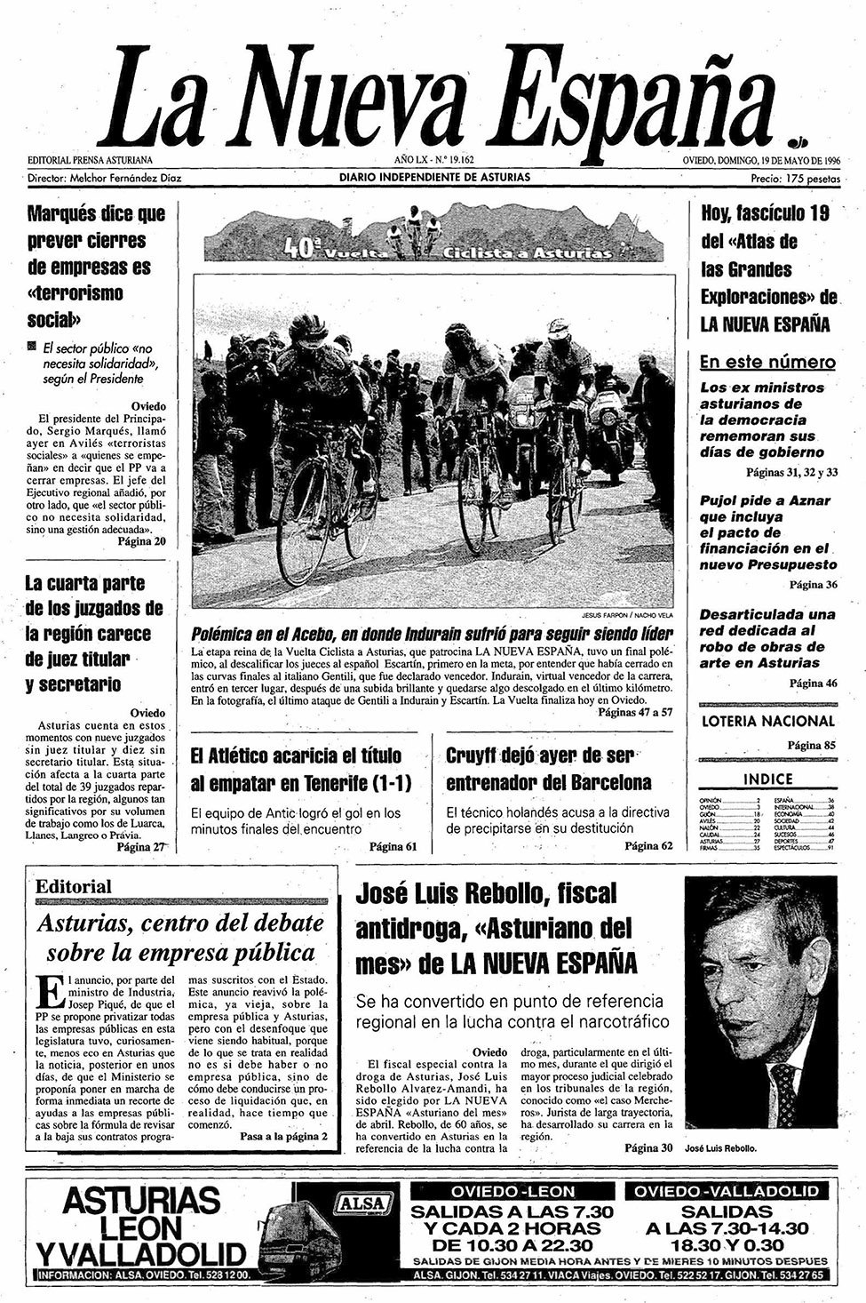 Portada del Domingo, 19 de Mayo de 1996