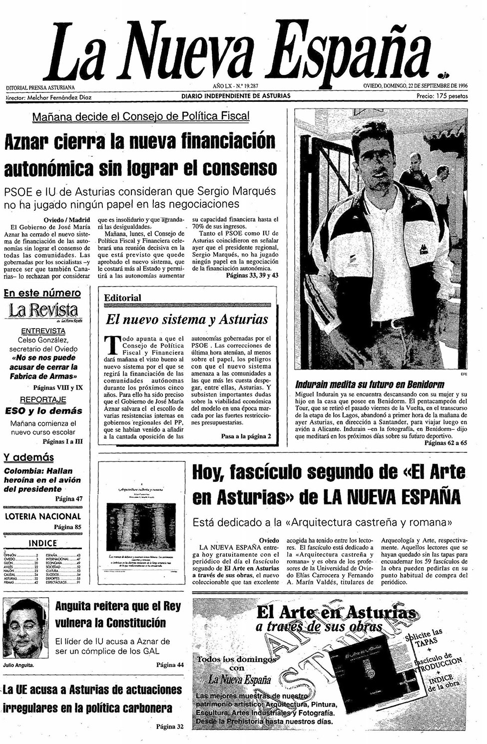 Portada del Domingo, 22 de Septiembre de 1996