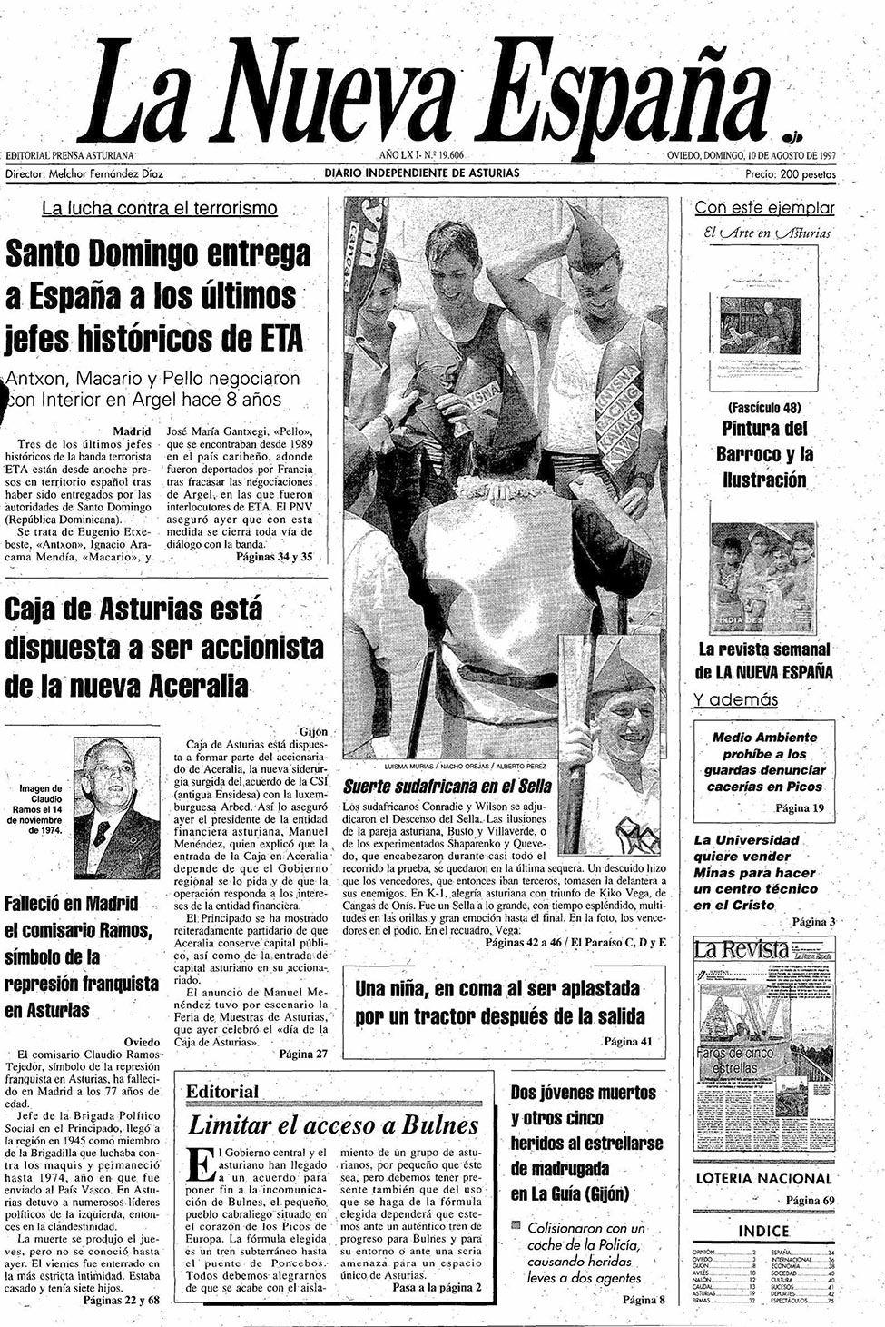 Portada del Domingo, 10 de Agosto de 1997