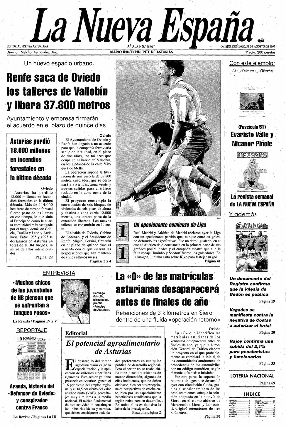 Portada del Domingo, 31 de Agosto de 1997
