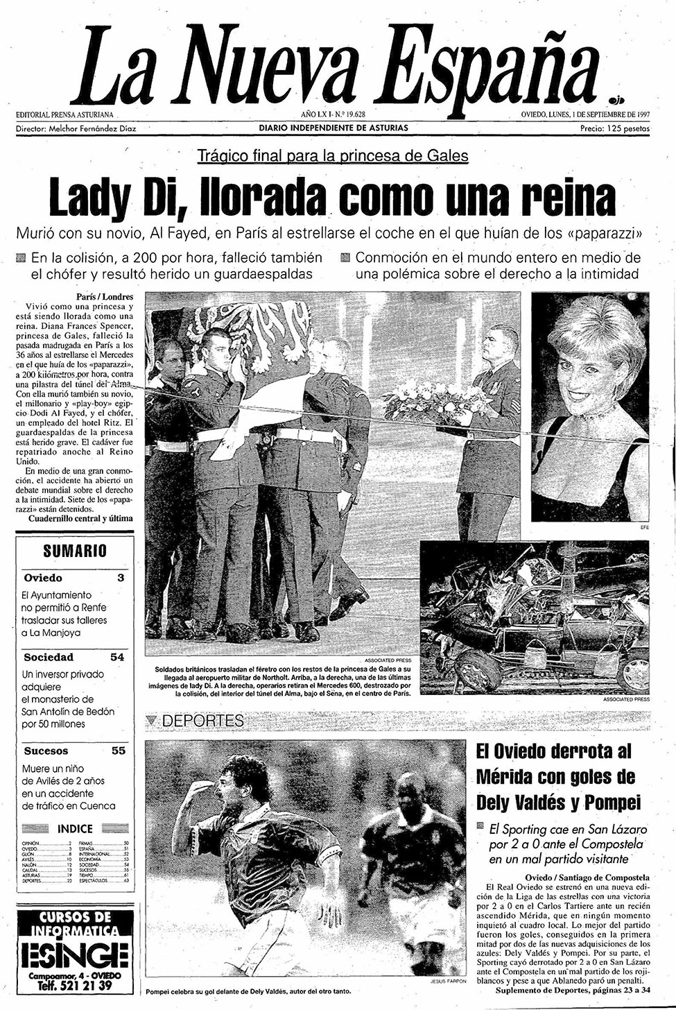 Portada del Lunes, 1 de Septiembre de 1997
