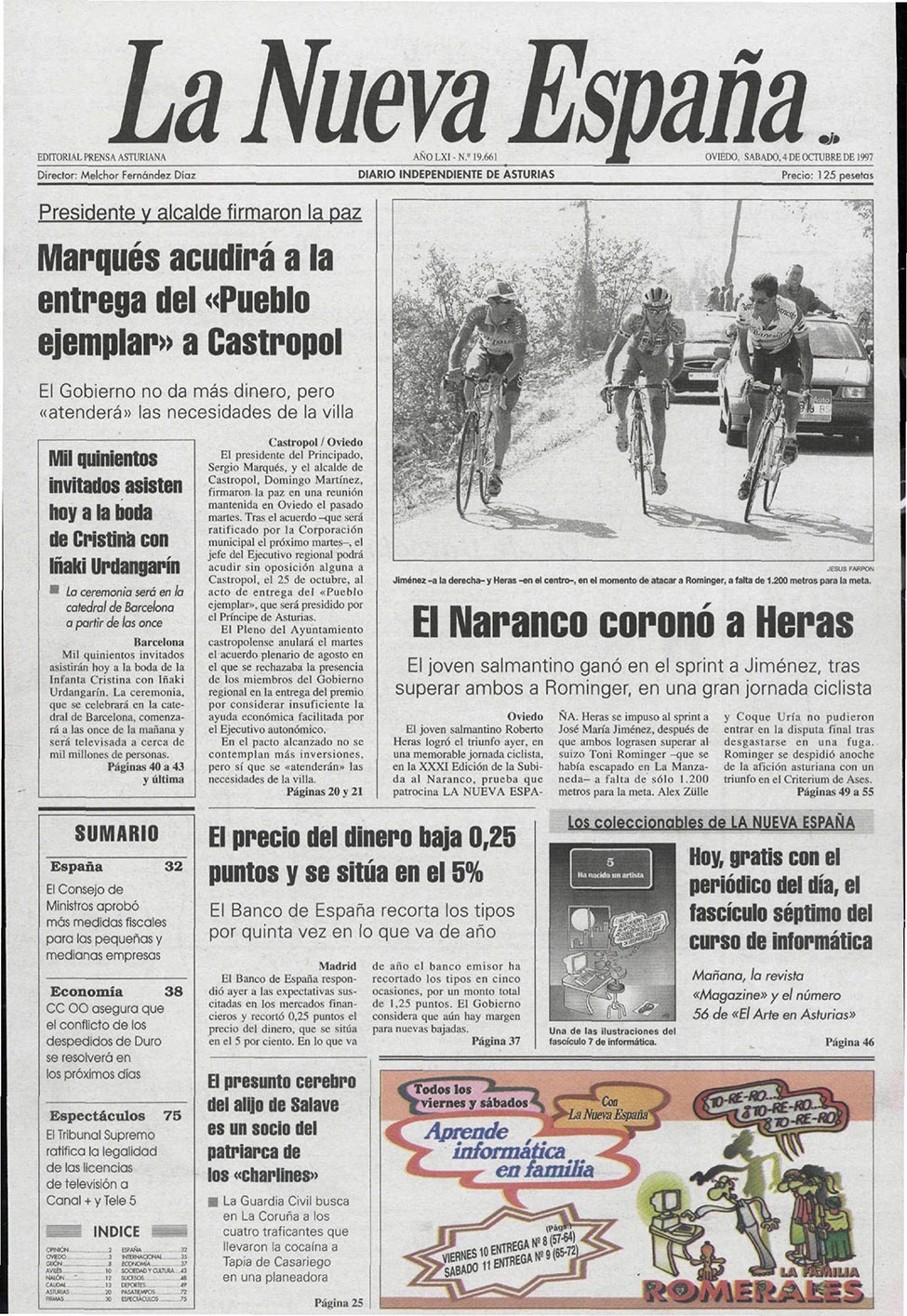 Portada del Sábado, 4 de Octubre de 1997