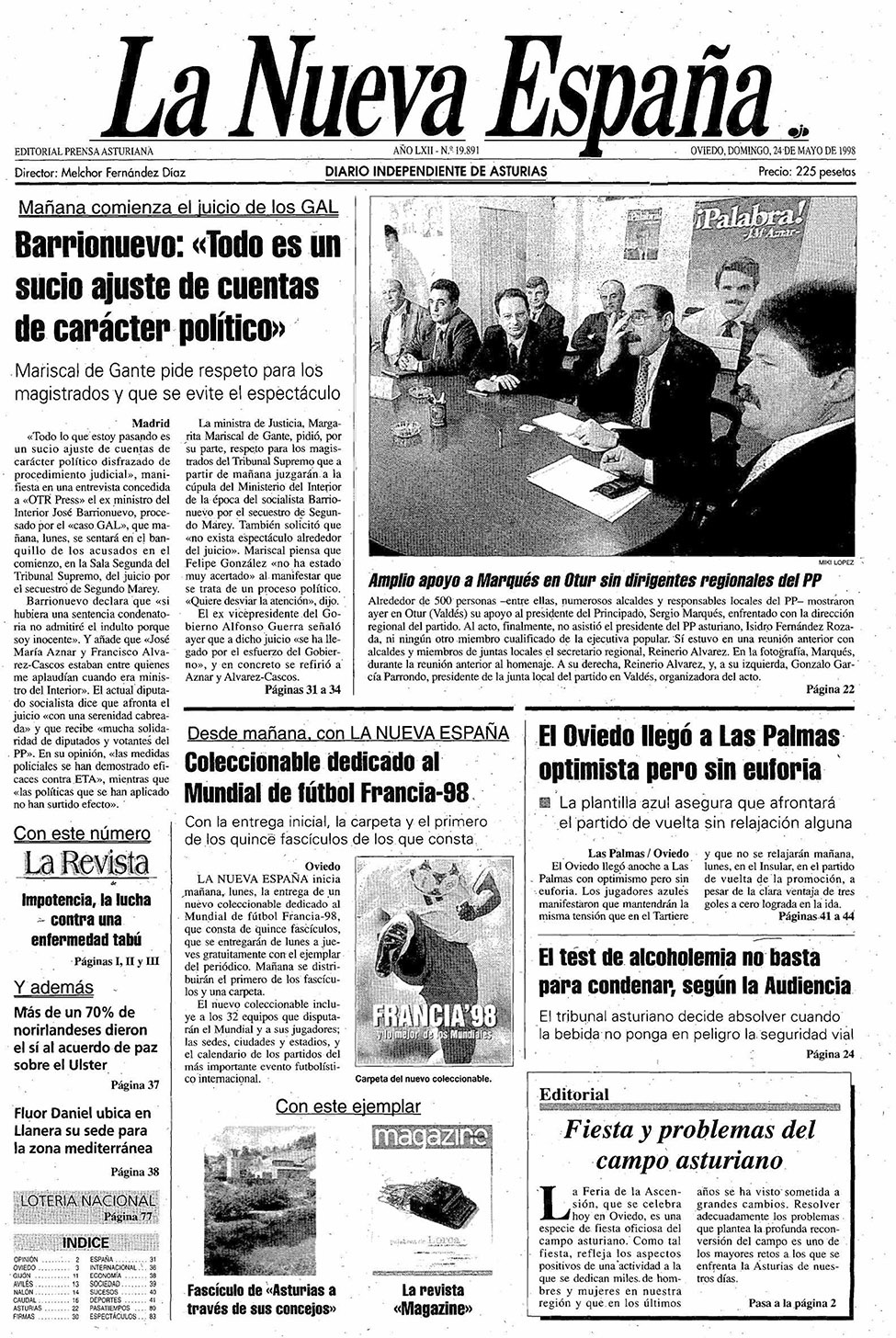 Portada del Domingo, 24 de Mayo de 1998