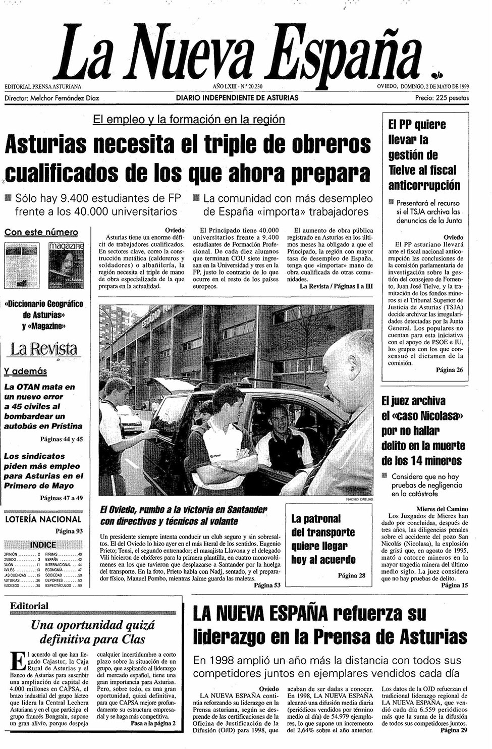 Portada del Domingo, 2 de Mayo de 1999