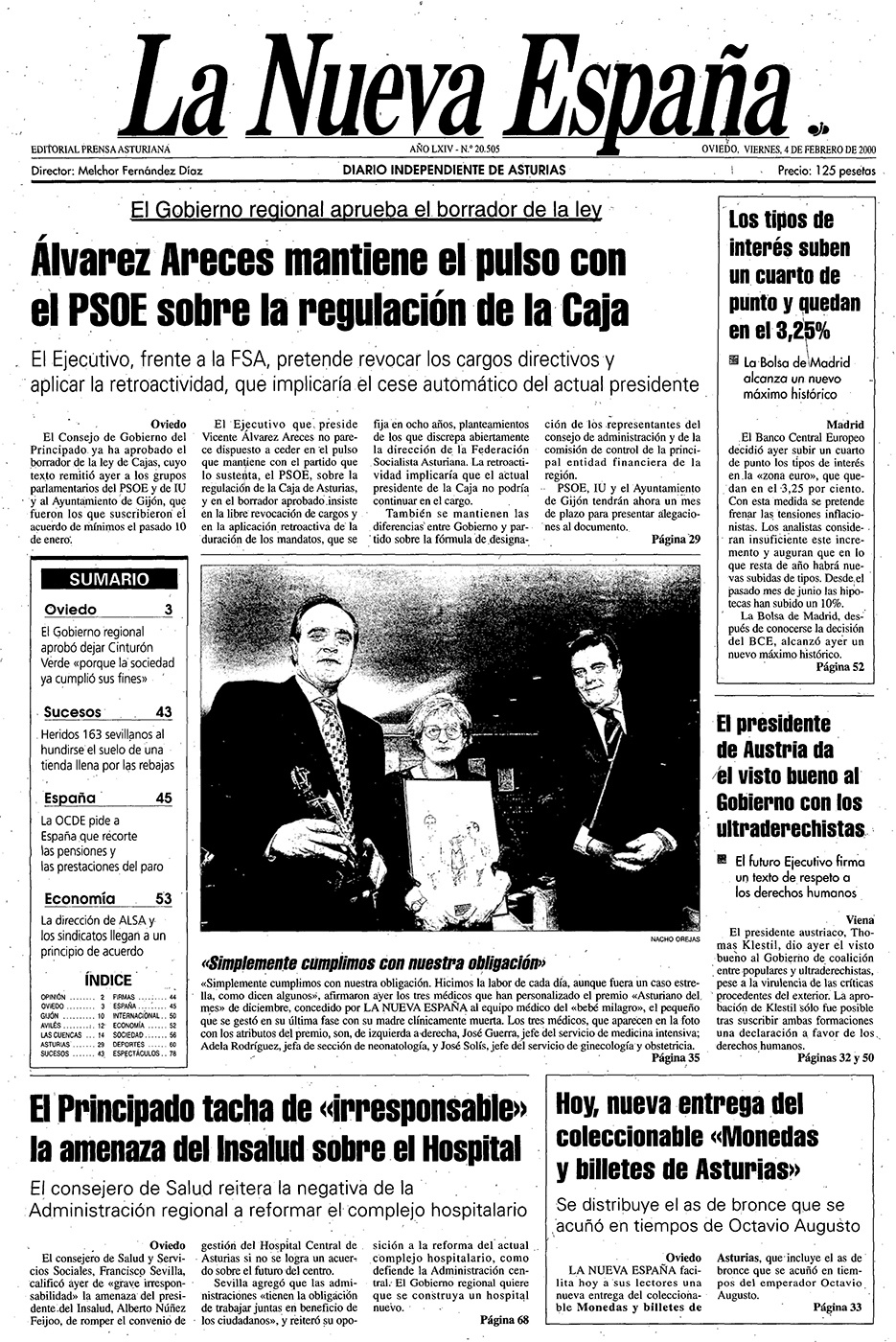 Portada del Viernes, 4 de Febrero de 2000